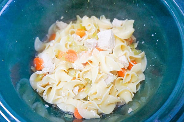 Slow Cooker Chicken Noodle Soup in the slow cooker