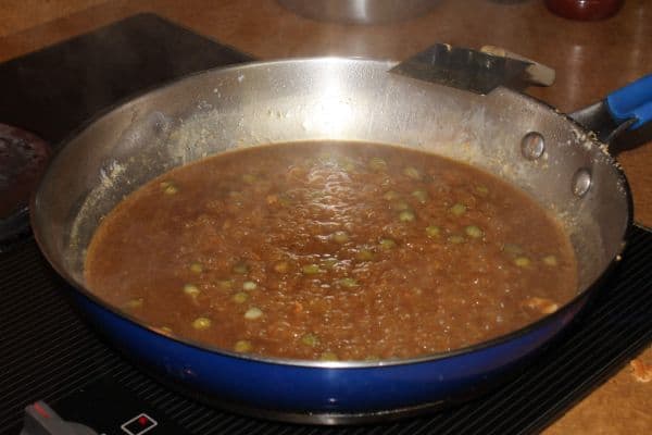 caper sauce cooking in a skillet