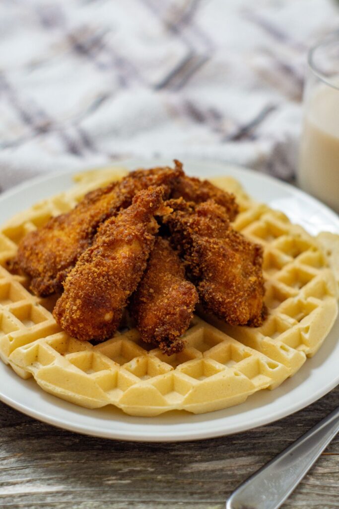 Chicken and Waffles on a plate. 