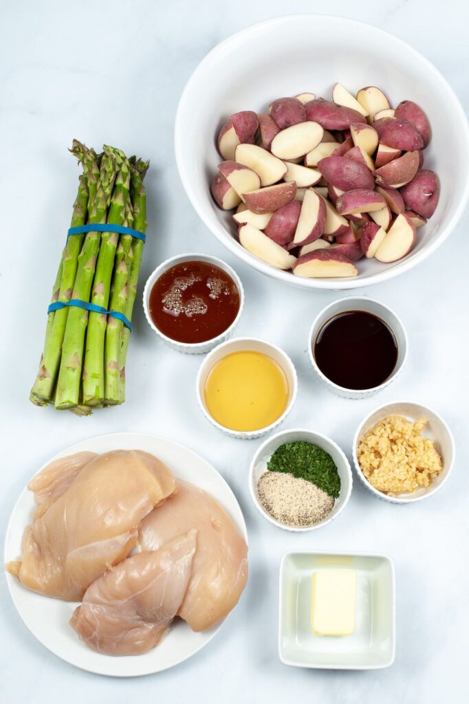 Ingredients for Foil Packet Honey Garlic Chicken.