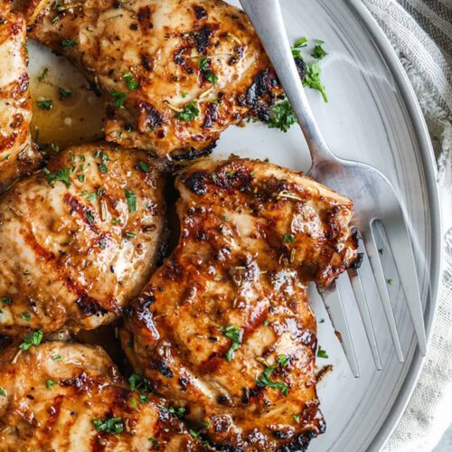Grilled chicken thighs with marinade