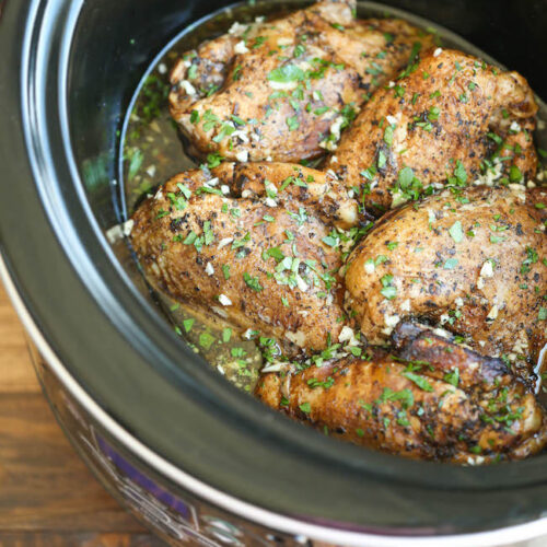 Image of seasoned chicken in a crock pot