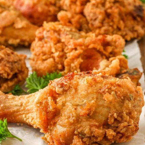 pieces of crispy fried chicken